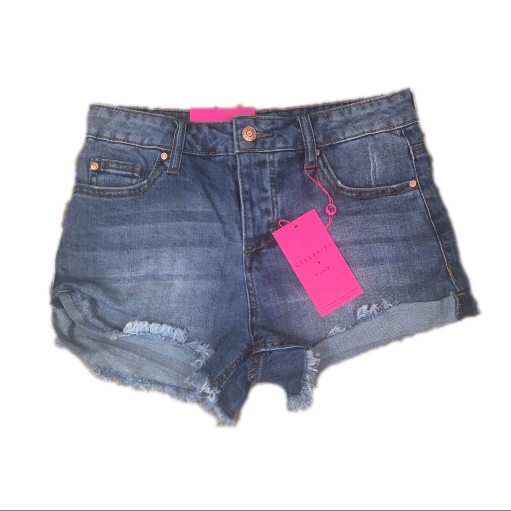 Celebrity Pink Women’s Denim Fringe Shorts Size 1
